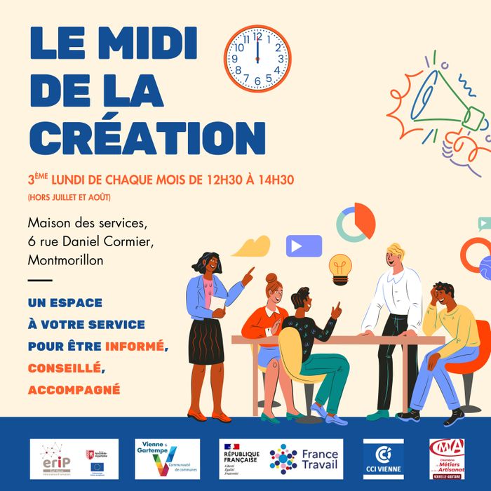 Le rendez-vous mensuel de la création-reprise d'entreprise en Vienne et Gartempe
