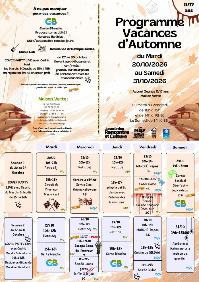 Programme vacances | Maison Verte | Villejean (11-17 ans)