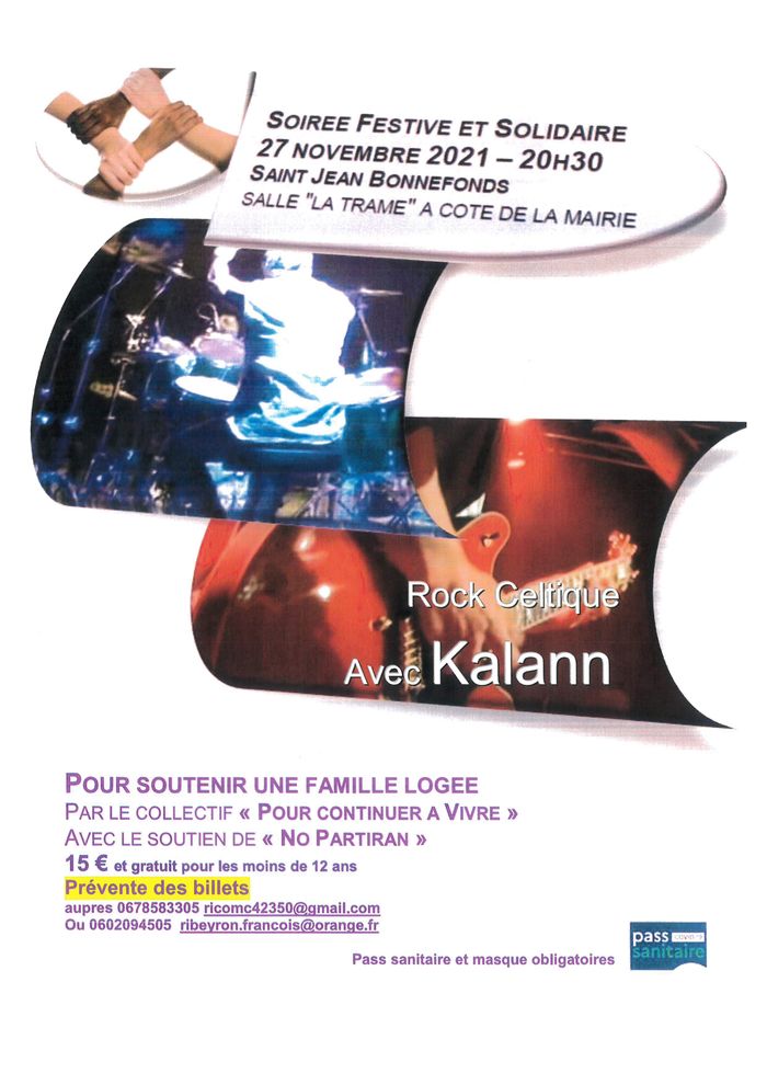 (concert solidaire) Le Collectif Loire « Pour continuer à vivre » et le soutien de NO PARTIRAN avec KALANN Rock Celtique