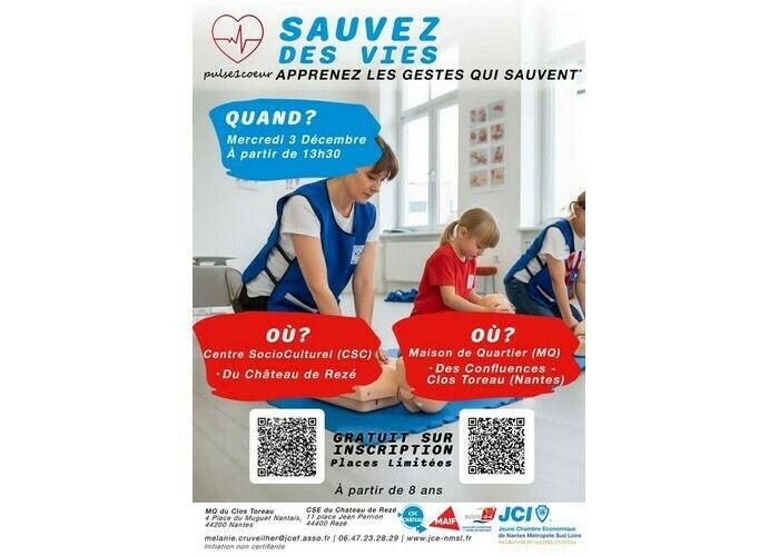 Pulse 1 Coeur : Initiation premiers secours - Maison des Confluences à Nantes