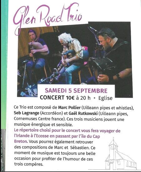 Affiche — Concert avec Glen Road Trio