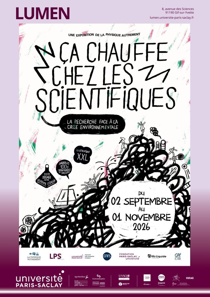 Ça chauffe chez les scientifiques est une exposition de "La Physique Autrement" présentée au Lumen du 02 septembre au 01 novembre 2026, dans le cadre de sa programmation.