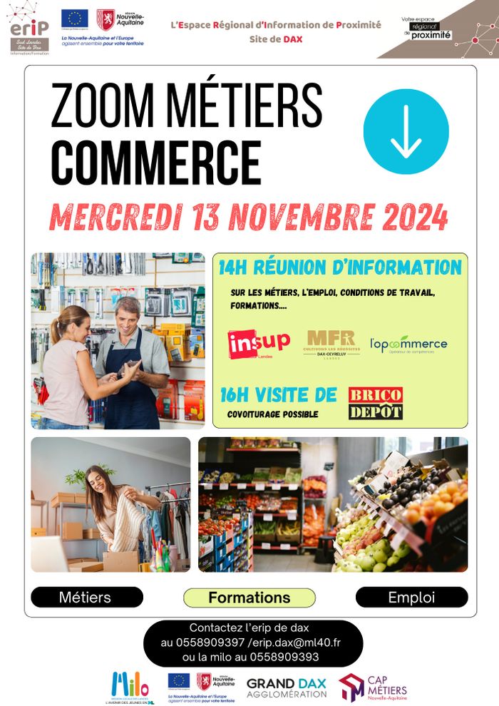 Découverte des métiers, emploi et formation dans le commerce et visite d'une entreprise.