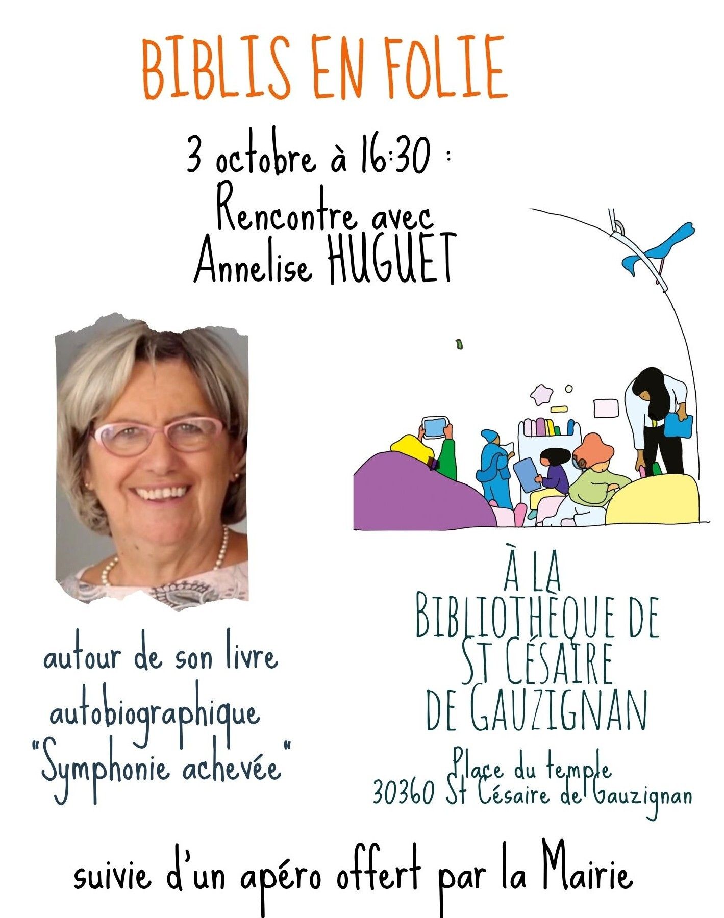 Rencontre autour d'un livre « Symphonie achevée » avec son auteure Annelise Huguet
