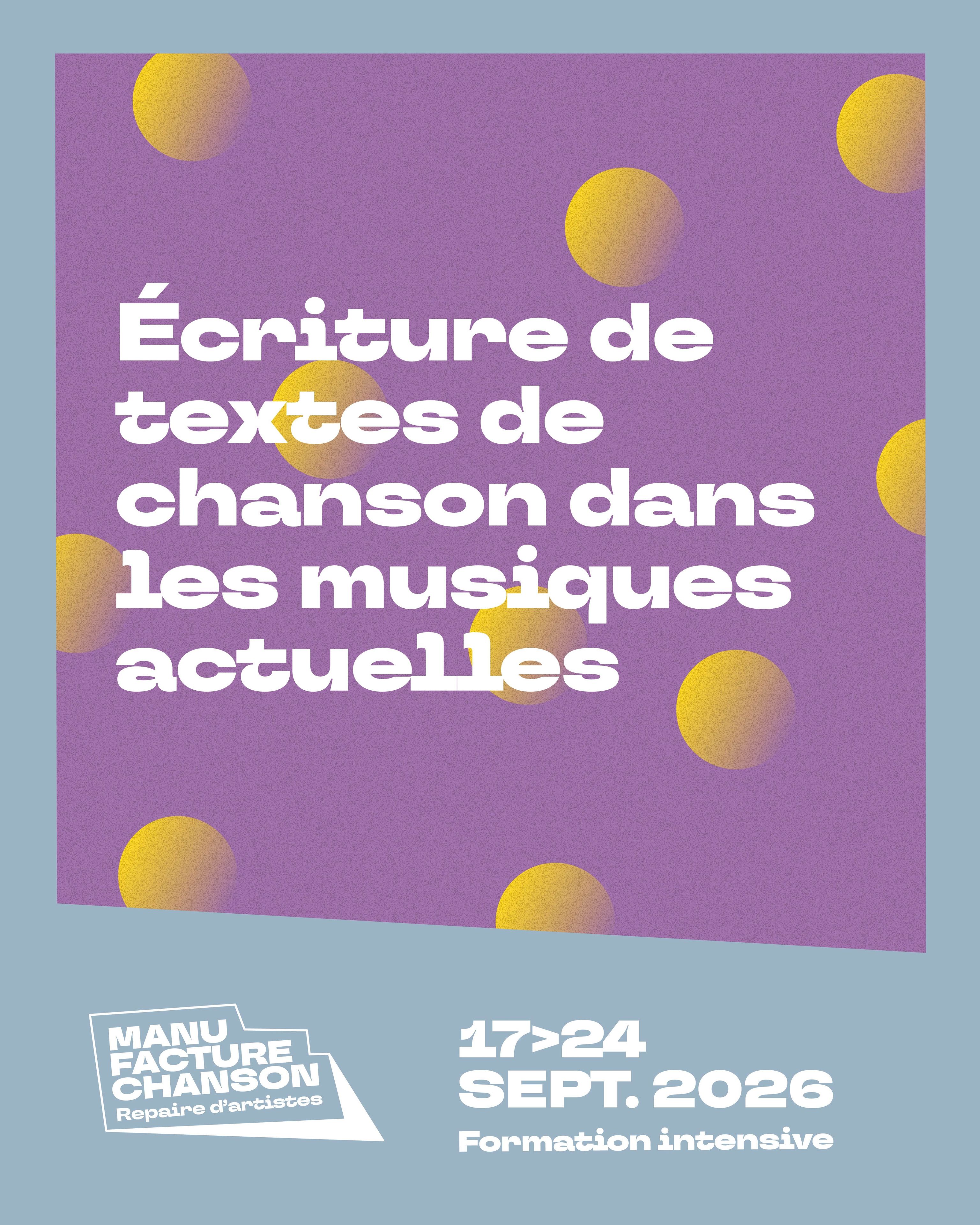 Stage - Ecriture de textes de chanson dans les musiques actuelles