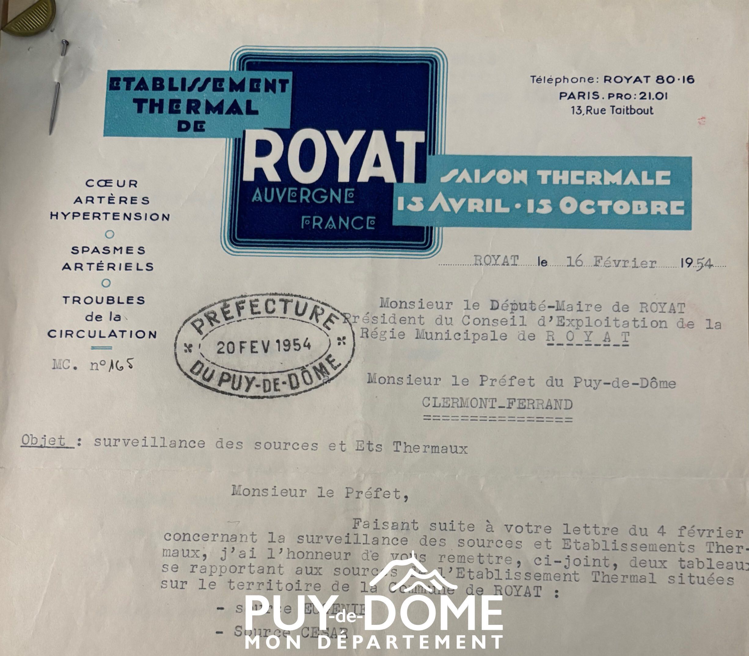 Conférence. Les eaux thermo-minérales de Royat aux XIXe et XXe siècles