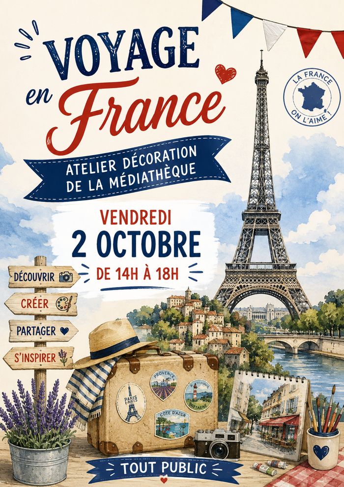 Décore la médiathèque pour un voyage en France