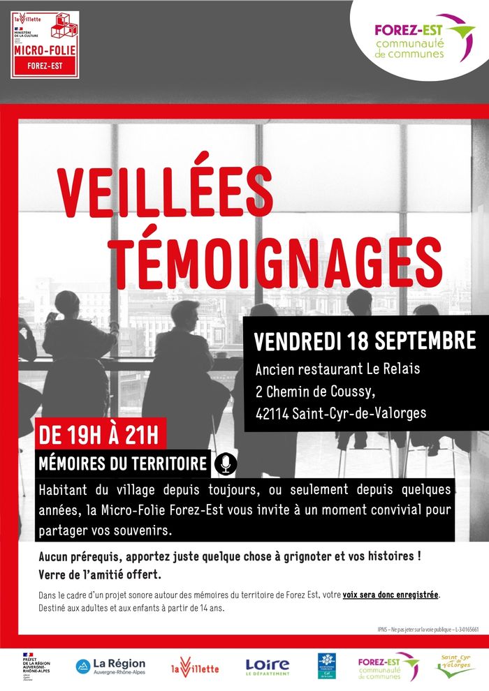 Veillée témoignages à Saint-cyr-de-valorges — le 18 septembre 2026