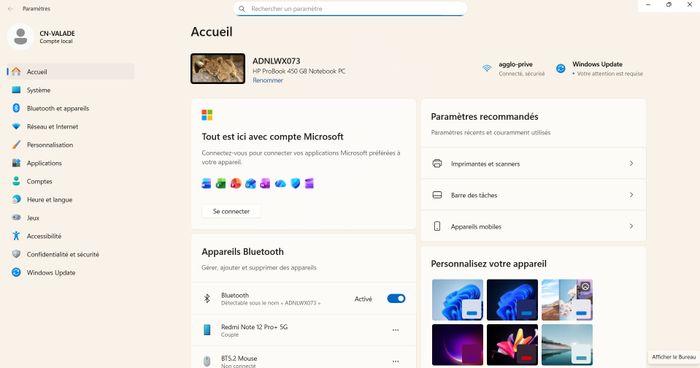 Panneau de configuration sur Windows 11