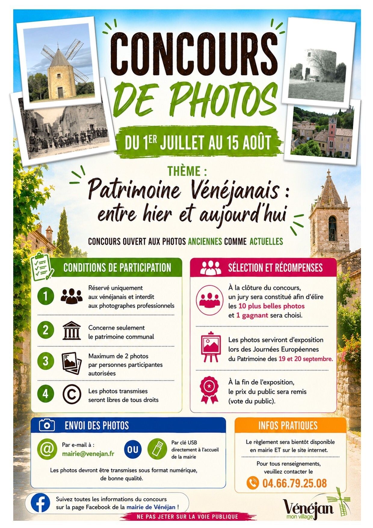 Exposition des photos du concours "patrimoine Vénéjanais entre hier et aujourd'hui"
