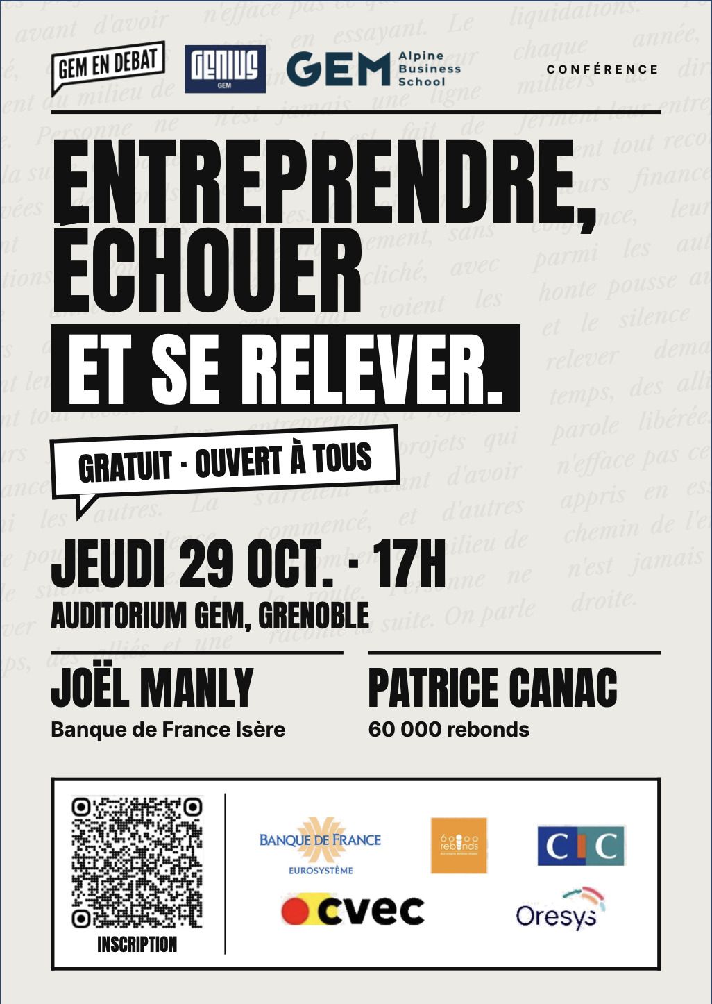 Conférence : Entreprendre, échouer et se relever
