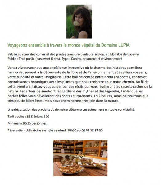 Balade contée au domaine de Lupia