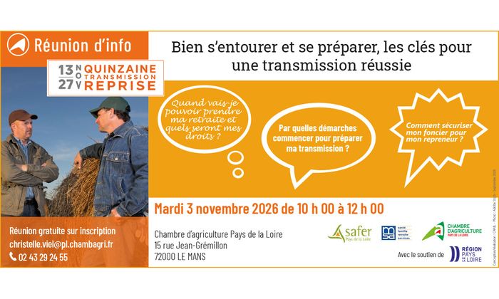 Réunion d’information : réussir la transmission de son exploitation (72)