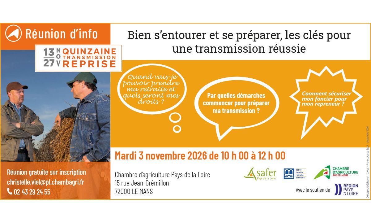 Réunion d’information : réussir la transmission de son exploitation (72)