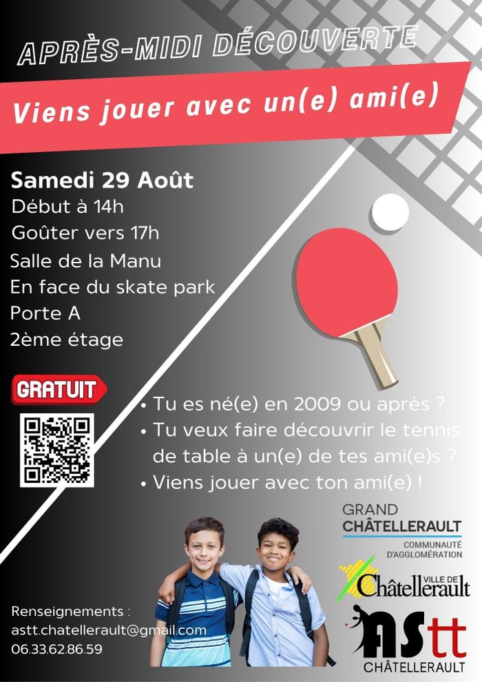 Découverte du Tennis de Table : Viens jouer avec un(e) ami(e) !