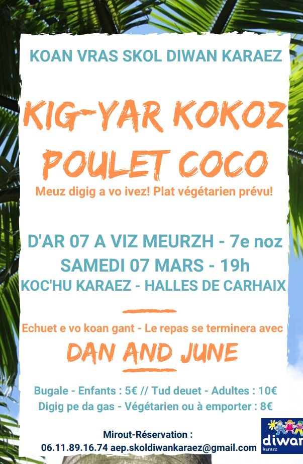 Repas poulet coco avec l'école Diwan de Carhaix