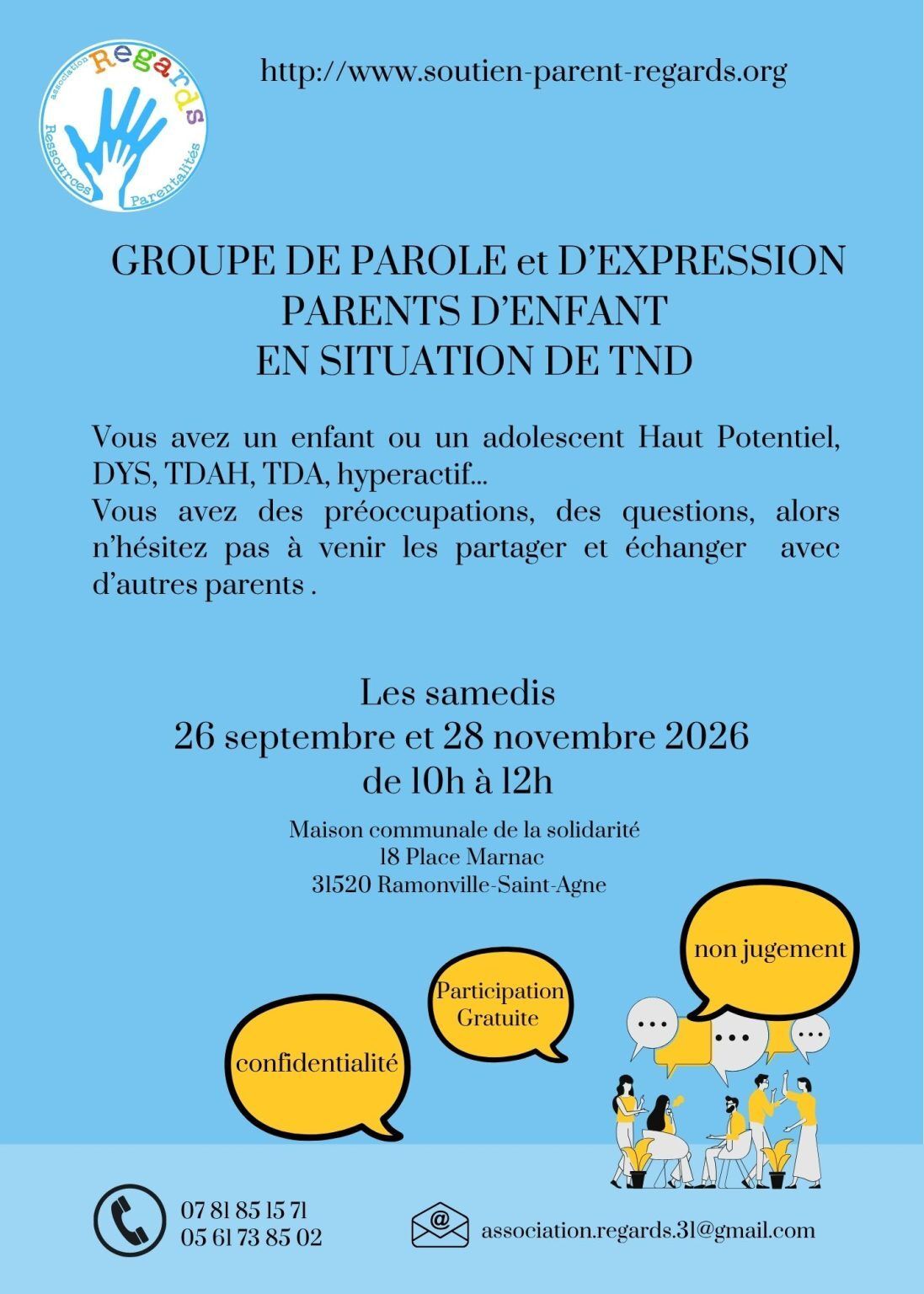 Groupe de parole et d'expression de parents d'enfant en situation de TND