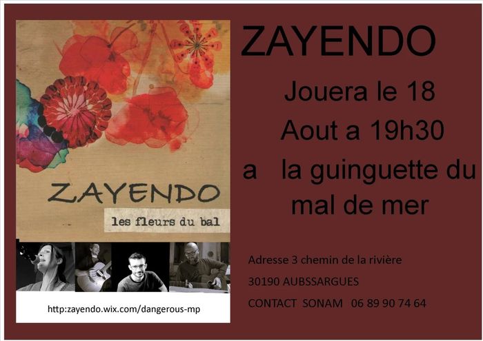 Affiche — Zayendo jouera à la guinguette mal de mer