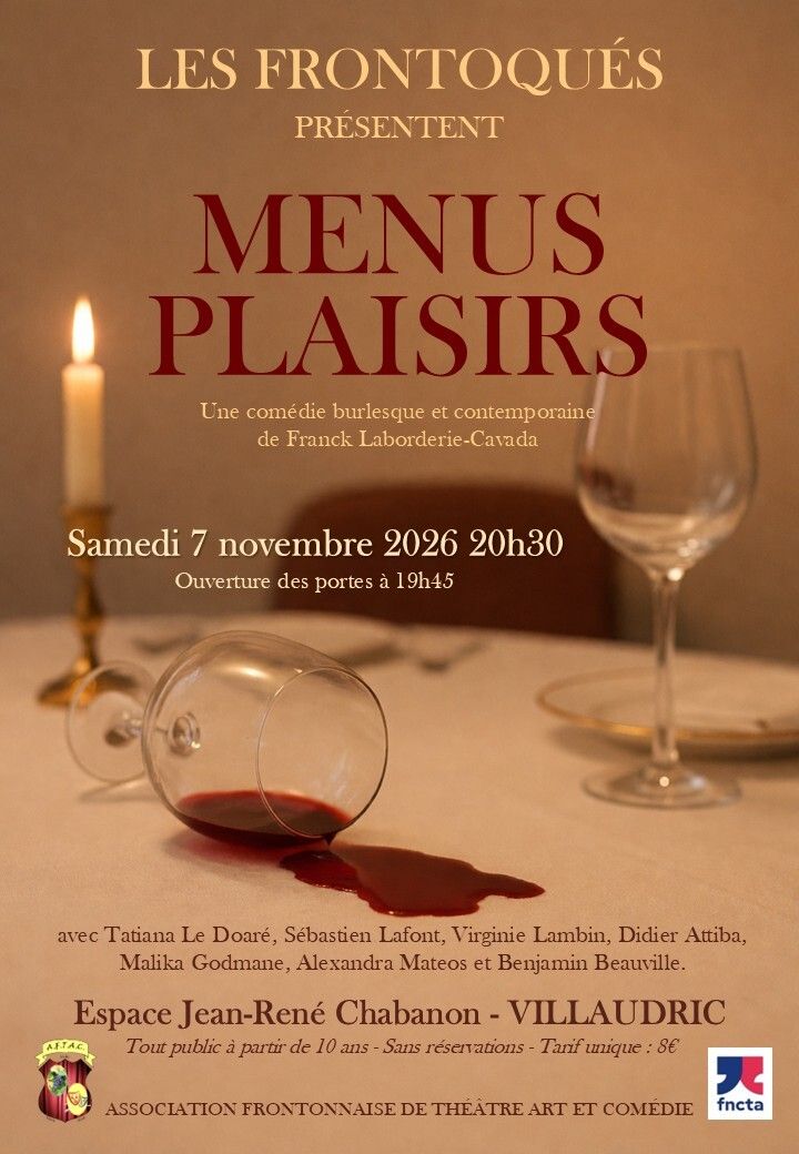 Théâtre à Villaudric : "Menus Plaisirs" le samedi 7 novembre à 20h30