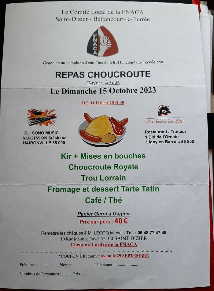 Repas Dansant avec Choucroute