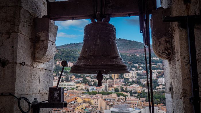 At the top of the bell tower!