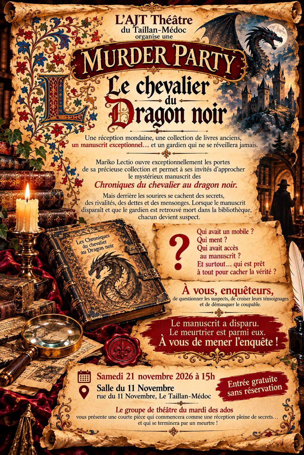 Murder Party de l'AJT Théâtre (groupe ados) : "Le Chevalier du Dragon noir"