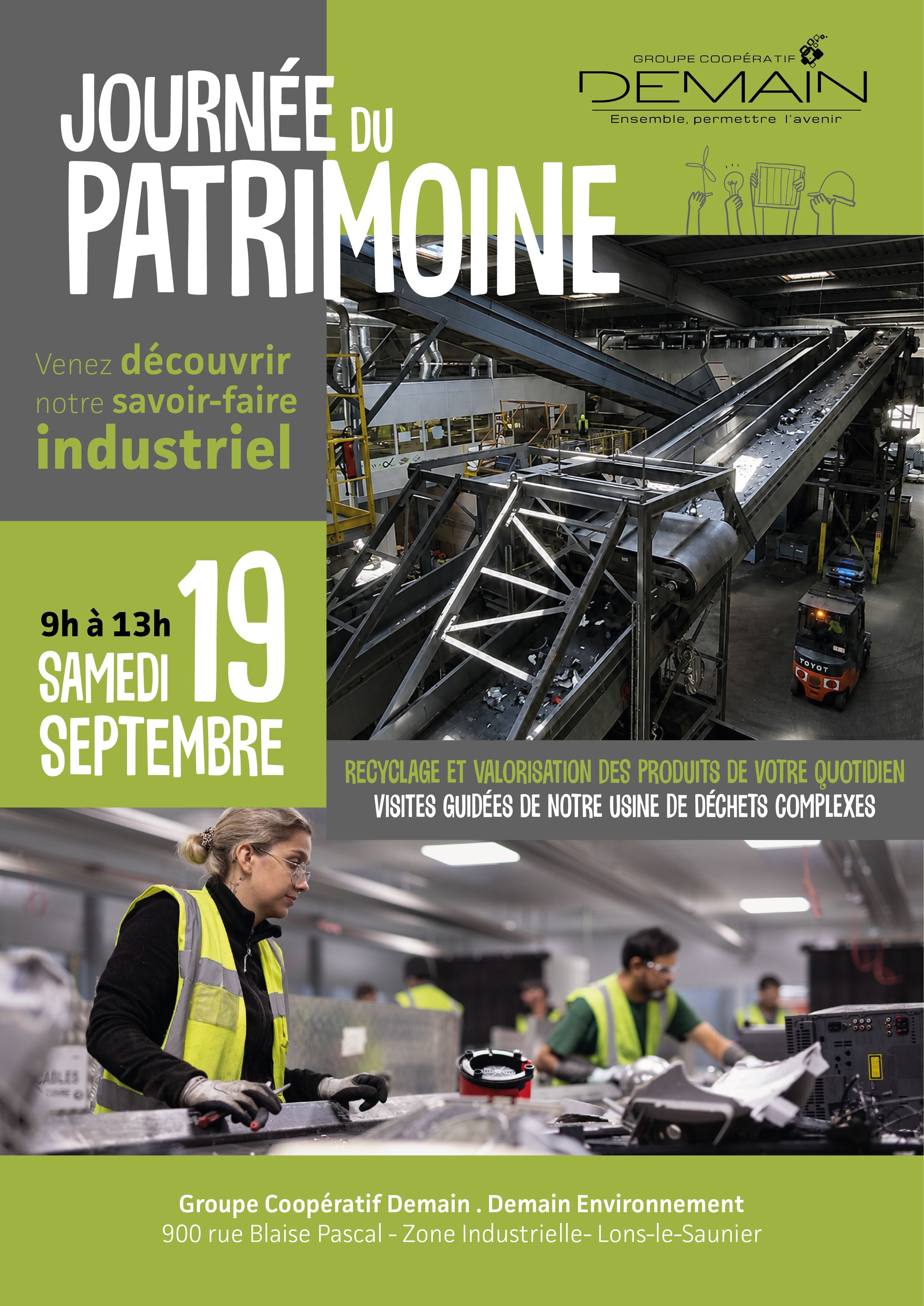 Visite guidée du site industriel du Groupe Coopératif Demain - Recyclage et valorisation des déchets du quotidien