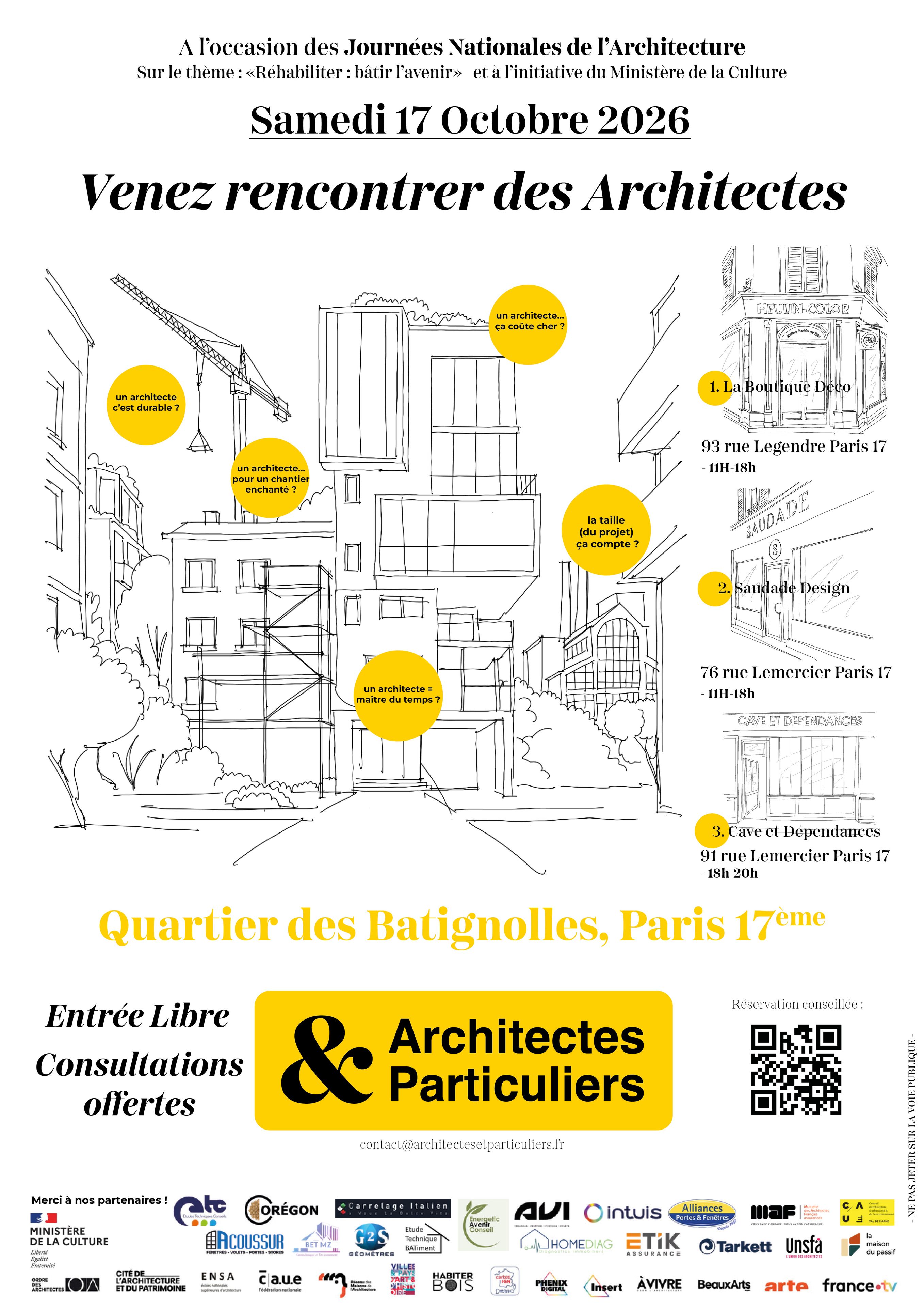 Venez rencontrer des Architectes Quartier des Batignolles Paris 17ème