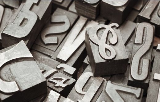 Typographie, gravure de mots imprimés