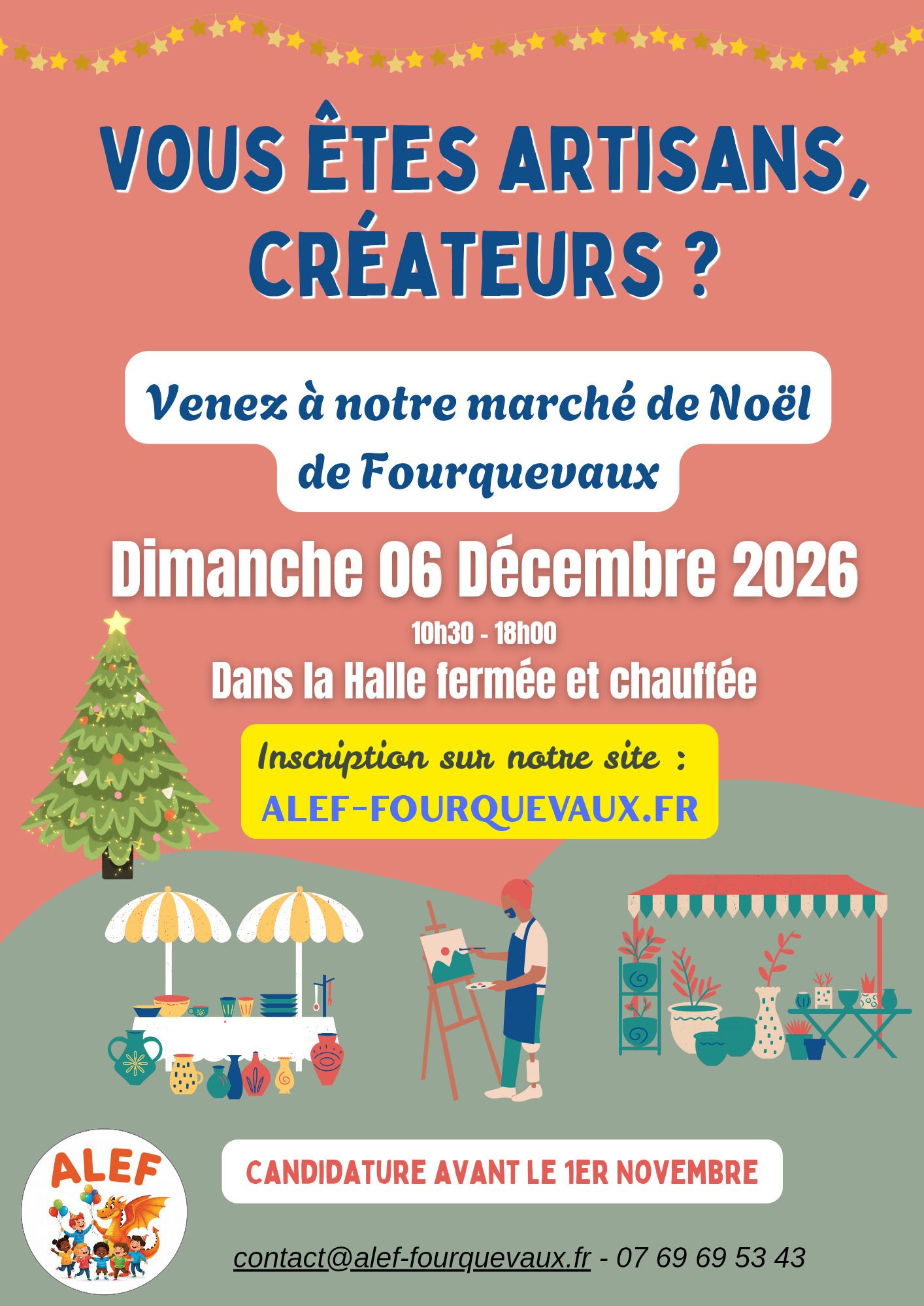 Recherche d'artisans créateurs marché de Noël 2026 de Fourquevaux
