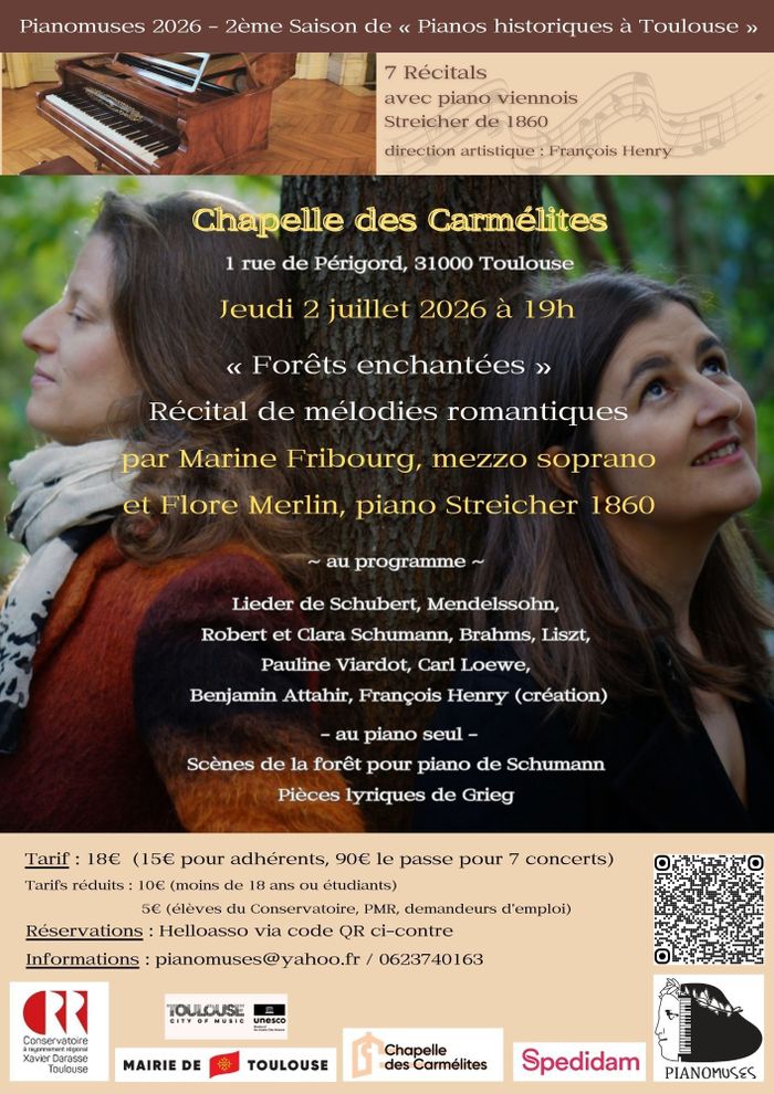 Saison musicale – Récital de Lied « Forêts enchantées », par Marine Fribourg, mezzo-soprano et Flore Merlin.
