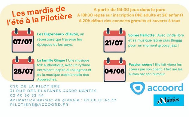 Les mardis de l'été à la Pilotière