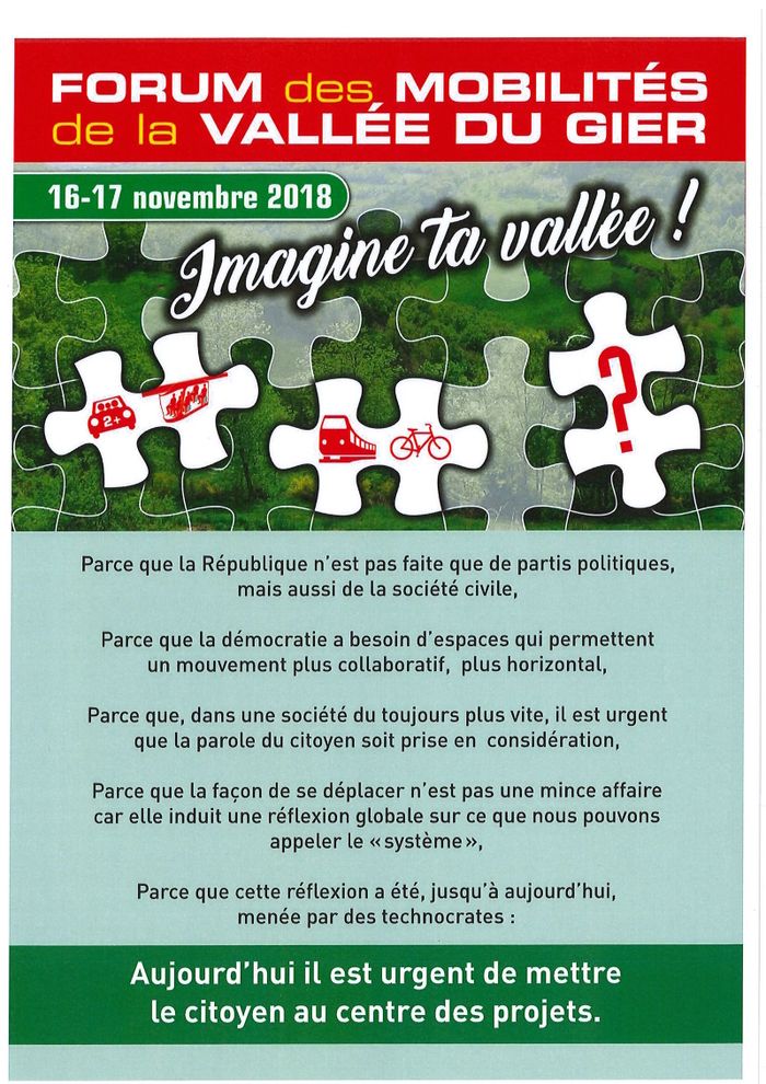 (conférence-débat) FORUM DES MOBILITES DE LA VALLEE DU GIER, Imagine ta vallée !