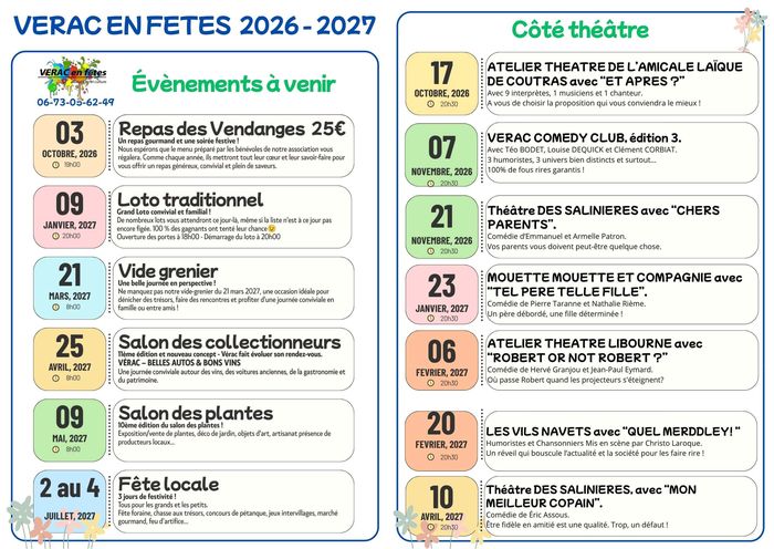 VERAC - PROGRAMME 2026-2027