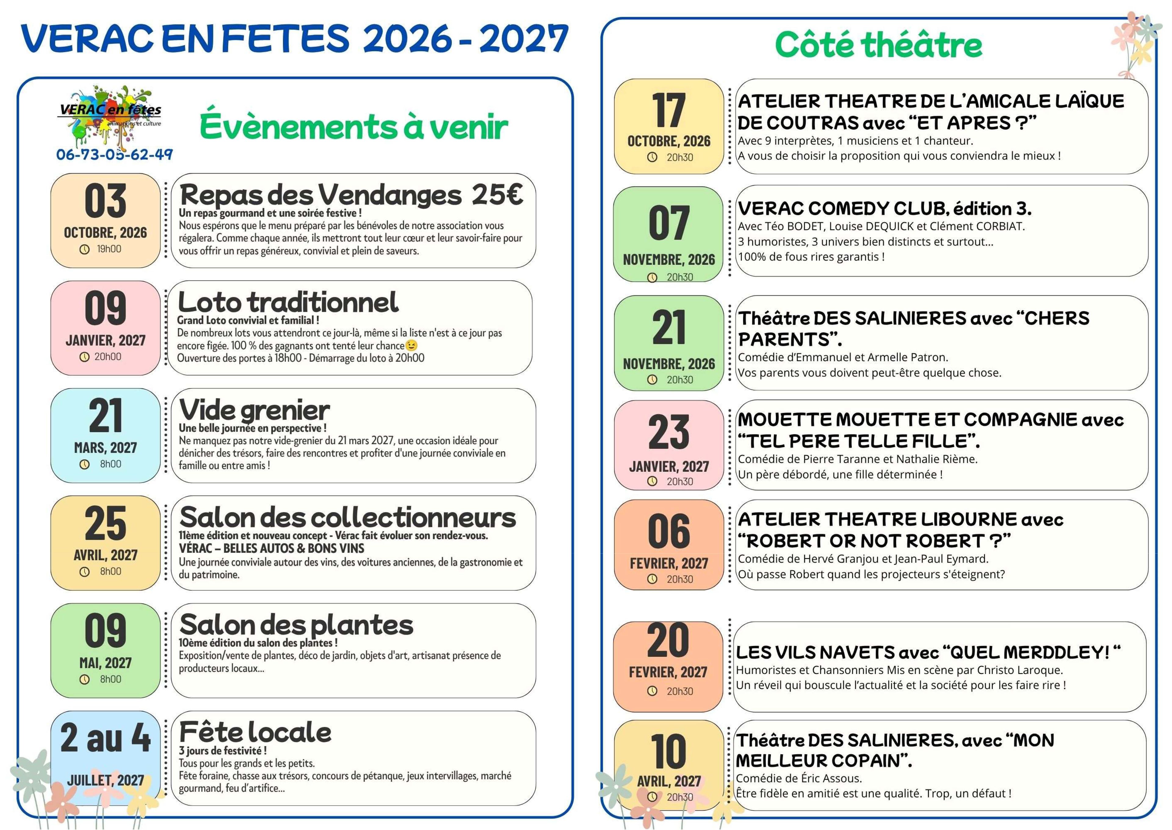 VERAC - PROGRAMME 2026-2027