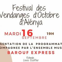 Présentation de la programmation du festival des Vendanges d'Octobre d'Alénya