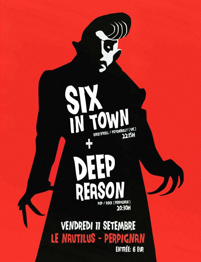 Affiche — Concert Six in Town ( Vic - cat) + Deep Reason (Perpignan)