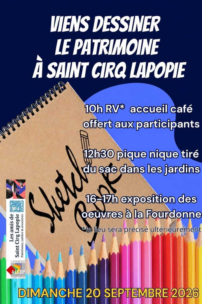 Affiche — Animation : viens dessiner le patrimoine à Saint-Cirq Lapopie !