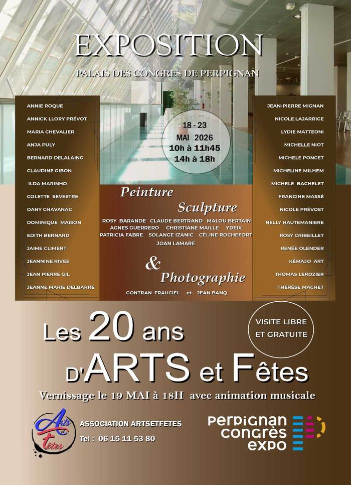 Les 20 ans d’Arts et Fêtes! Exposition au Palais des Congrès.