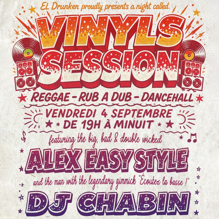 Affiche — 🇯🇲 VINYLS SESSION // DJ SET : ALEX EASY STYLE + DJ CHABIN // REGGAE - RUB A DUB - DANCEHALL - FUNK  - HIP HOP  🇯🇲
