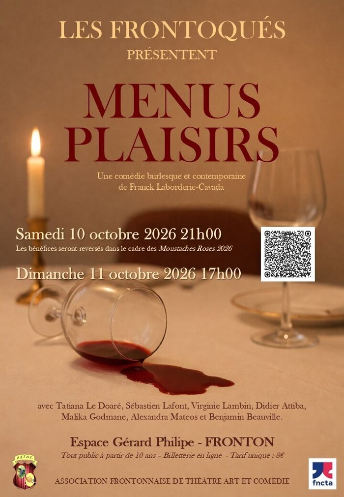 Théâtre à Fronton : Menus Plaisirs, une comédie burlesque et contemporaine. Billetterie en ligne ouverte !