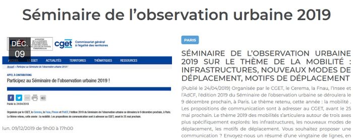 Séminaire de l’observation urbaine : Les mobilités quotidiennes de demain