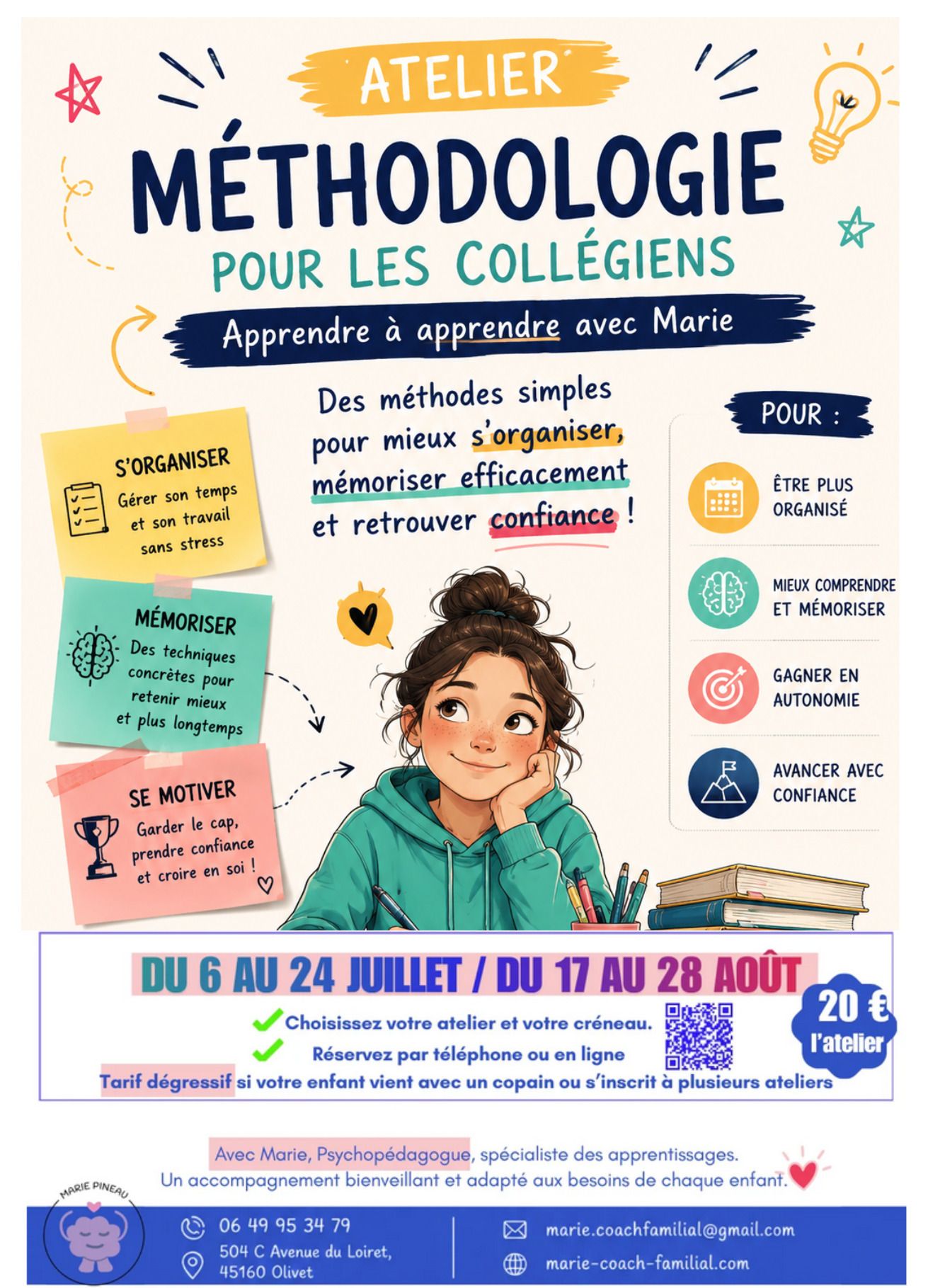 Les ateliers de l'été à Olivet - méthodologie collégiens