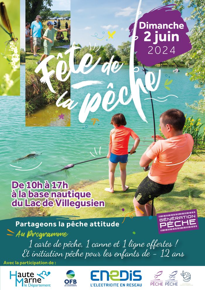 Fête de la Pêche Dimanche 2 Juin de 10h à 17h à la Base Nautique du Lac de Villegusien