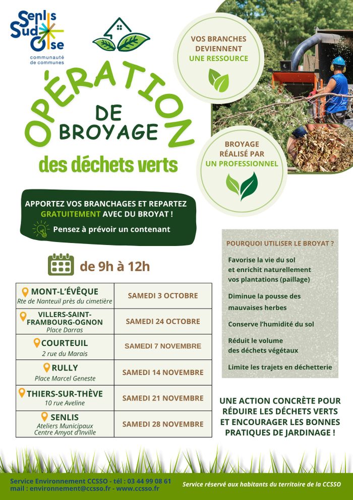 Affiche — OPÉRATION DE BROYAGE DES DÉCHETS VERTS