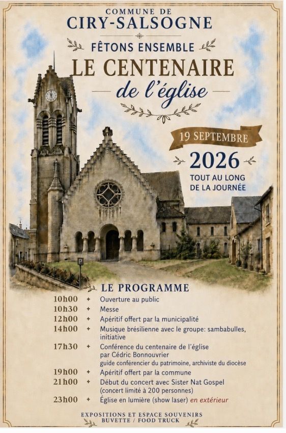 Centenaire de l’église de Ciry-Salsogne à Ciry-salsogne — le 19 septembre 2026