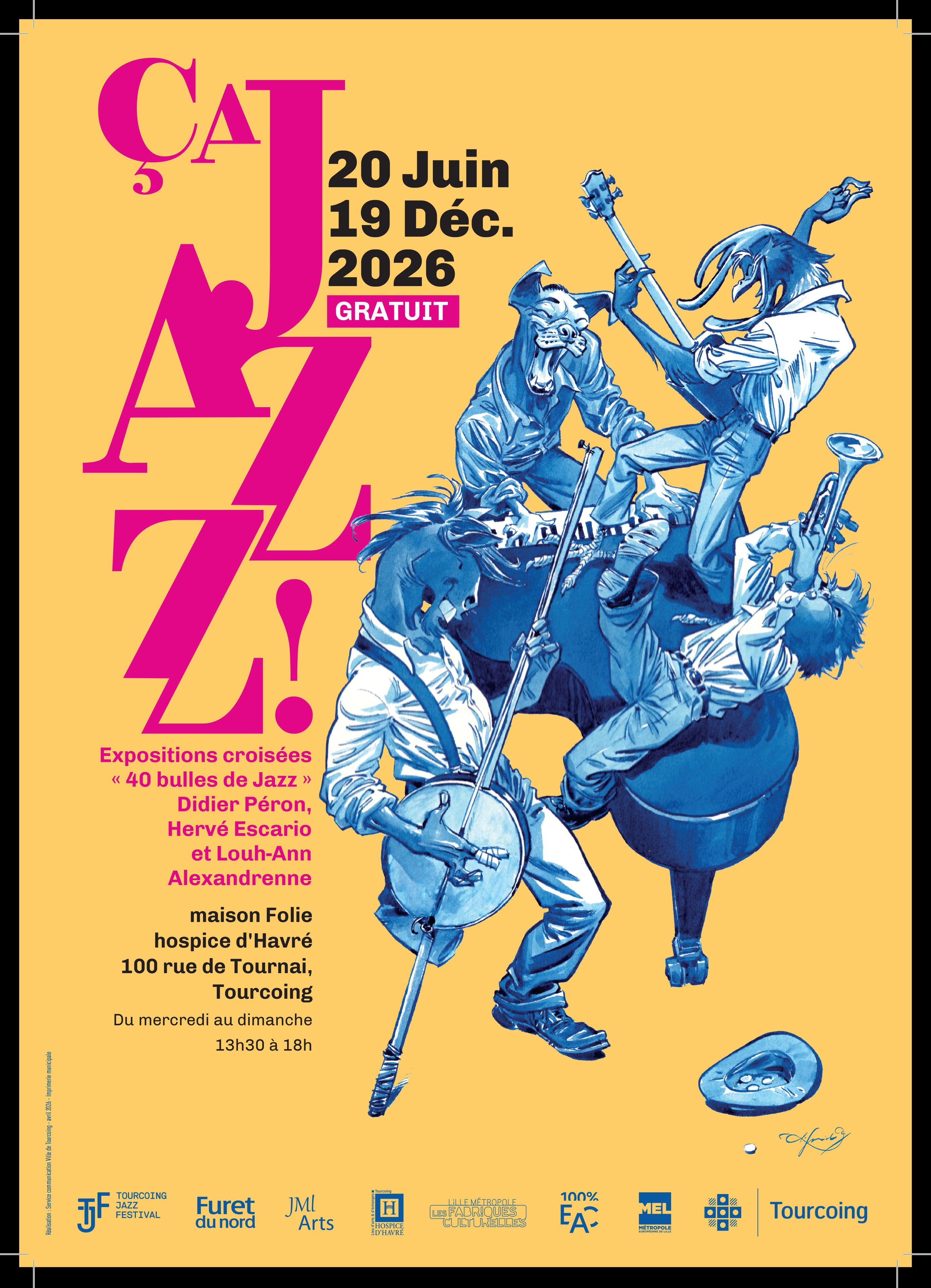 Visite libre de l’exposition ça Jazz ! « Jazz à voir » - Expositions croisées « 40 bulles de jazz » par Didier Péron & Hervé Escario et Louh-Ann
