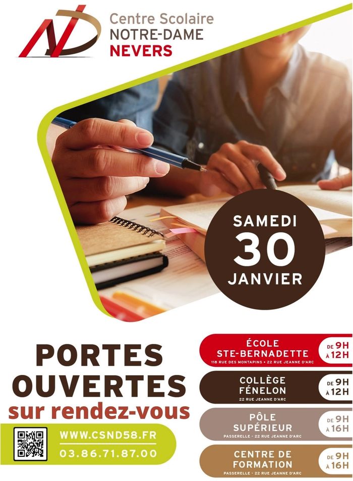 Portes ouvertes sur rendez-vous Centre Scolaire Notre-Dame