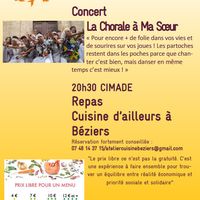 Concert "La chorale à ma sœur" et repas "Cuisine d'ailleurs"