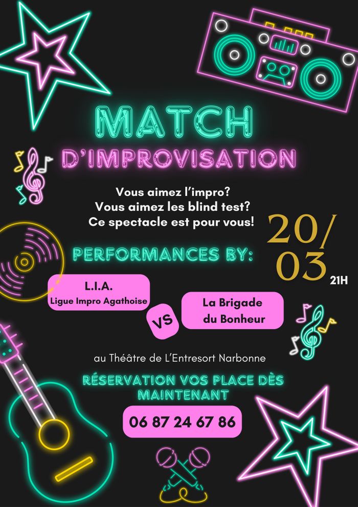 Match d’improvisation La Brigade du Bonheur de Narbonne versus la LIA (Ligue d’improvisation Agathoise).